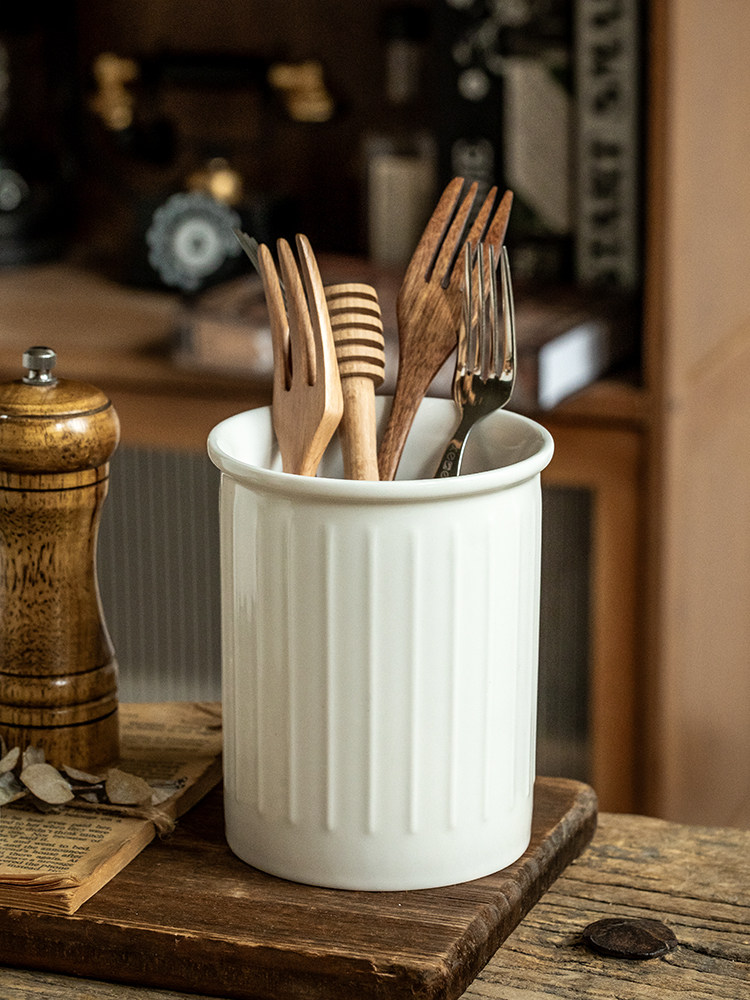 Commercial Kitchen Knife Holder - Минималистичная белая керамическая подставка для столовых