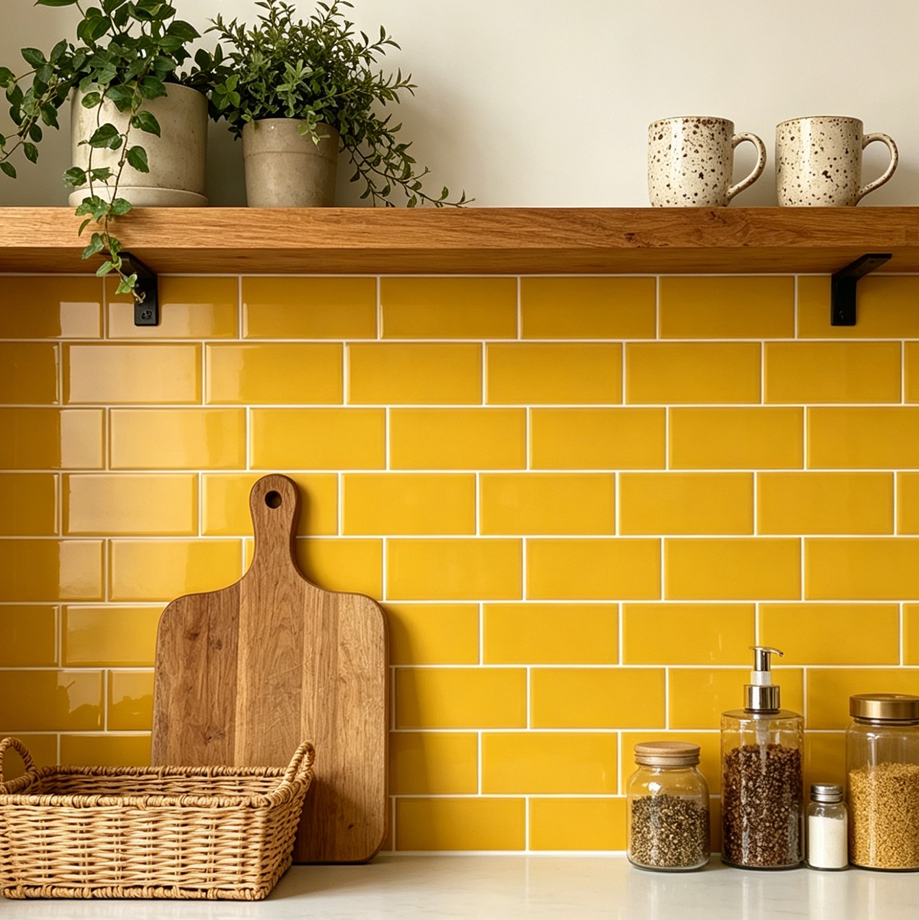 Commercial Kitchen Wall Panels - 5/10/20 шт. ярко-желтых самоклеящихся плиток для
