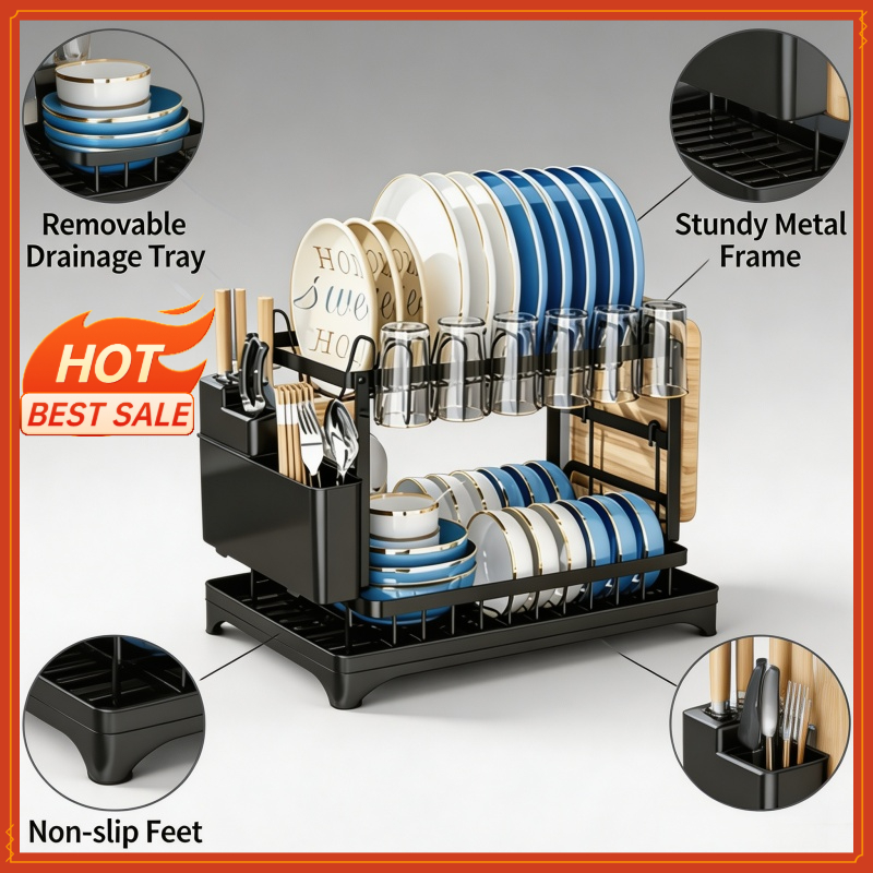 Commercial Kitchen Knife Holder - Двухуровневая сушилка для посуды, кухонная подставка