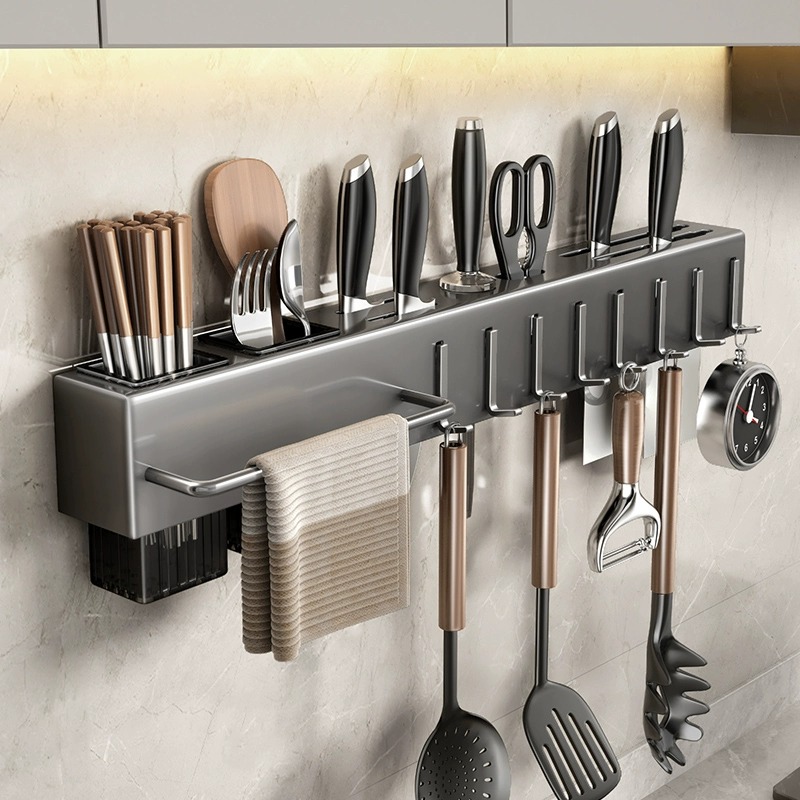Commercial Kitchen Knife Holder - Многофункциональная настенная кухонная полка для хранения,