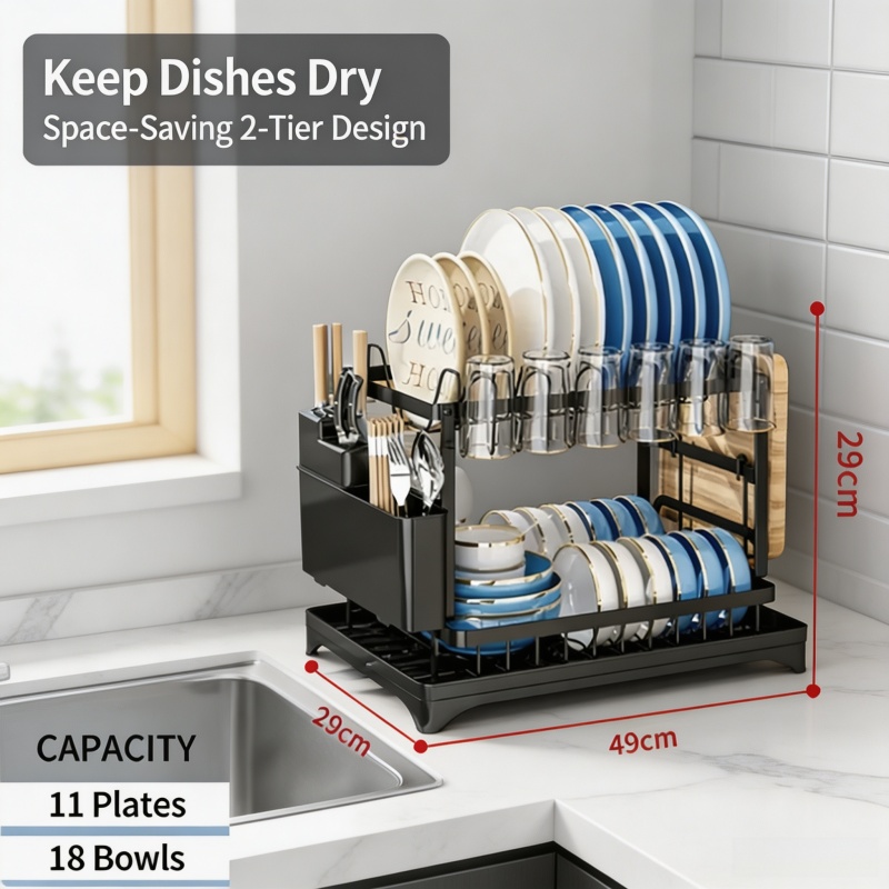 Commercial Kitchen Knife Holder - Двухуровневая сушилка для посуды, кухонная подставка