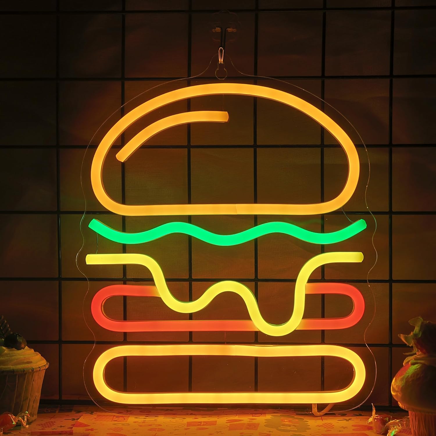 Неоновая вывеска Burger с мног – обзор и цена Commercial Kitchen Walls