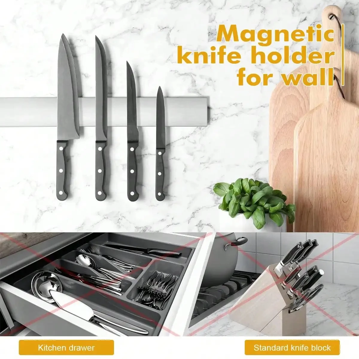 Магнитный держатель для ножей  – обзор и цена Commercial Kitchen Knife Holder